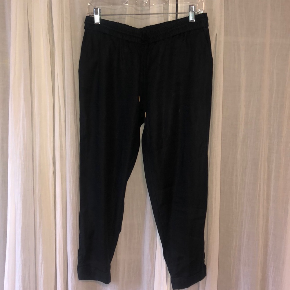 Black linen joggers